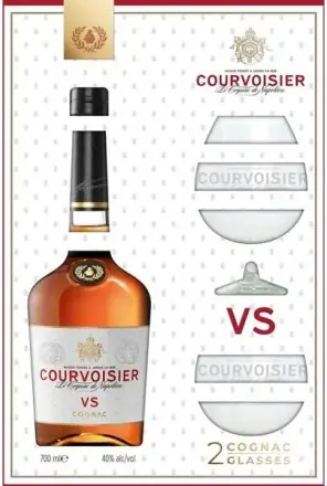 КОНЯК КУРВОАЗИЕ VS 0.7Л + 2 ЧАШИ