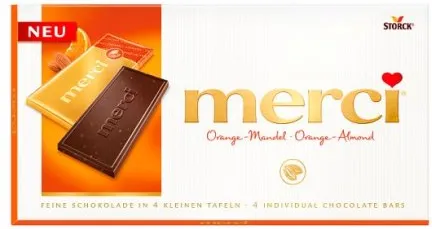 ШОКОЛАД МЕРСИ ПОРТОКАЛ 100ГР/ CHOCOLATE MERCI ORANGE 100GR