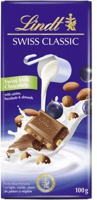 ЛИНД СТАФИДИ И ЛЕШНИК 100ГР/ LINDT RAISIN AND HAZELNUT 100GR