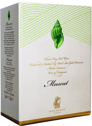 ВИНО МУСКАТ РАКОВИНА 3Л / WINE BLACK SEA GOLD POMORIE SEASHELL LABEL MUSCAT 3L