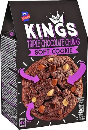 БИСКВИТИ АЛАТИНИ СОФТ КИНГ ТРОЕН ШОКОЛАД 180ГР/ BISCUITS ALATINI SOFT KING TRIPLE CHOCOLATE 180GR