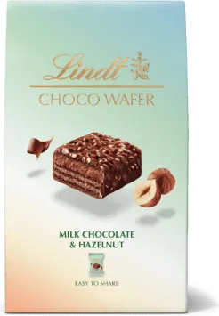 ЛИНД ВАФЛА МЛЕЧ.Ш-Д И ЛЕШНИЦИ 135ГР / LINDT WAFER MILK CHOCOLATE HAZELNUT 135GR