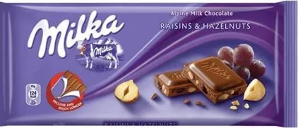 МИЛКА СТАФИДИ И ЛЕШНИК 100ГР/ MILKA RAISINS AND HAZELNUTS 100GR