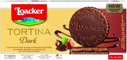 БИСКВИТИ ЛОАКЕР ТОРТИНА ДАРК 125ГР/ BISCUITS LOAKER TORTINA DARK 125GR