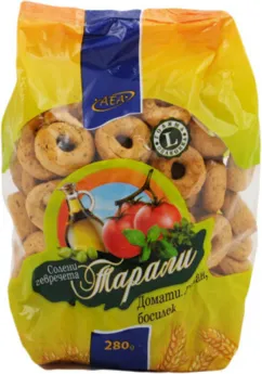 БИСКВИТИ СОЛЕНКИ ТАРАЛИ ДОМАТ AEA 280ГР/ SALTED RINGS TARALI TOMATO AEA 280GR