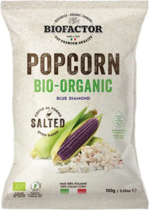 Био солени пуканки от синя царевица готови за консумация 100г