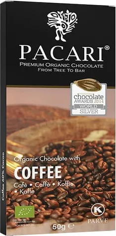 Био шоколад 60% какао с кафе 50г