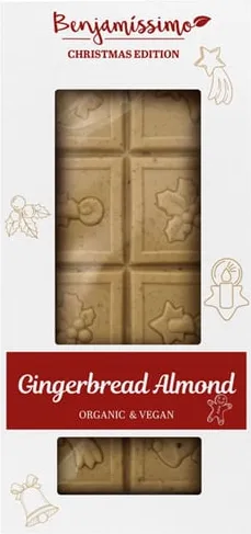 Био веган шоколад коледни сладки и бадеми 60г