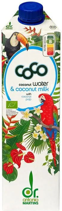 Био кокосова вода с кокосово мляко и кокосов пулп 1л