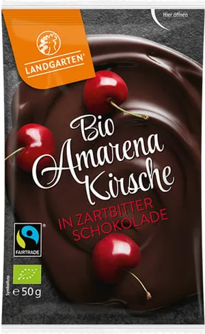 Био череши амарена в черен шоколад 50г
