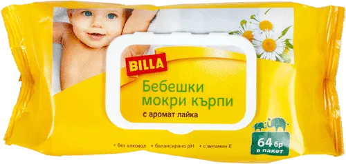 BILLA Лайка бебешки мокри кърпи 64 БР