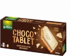 бисквити Gullon choco tablet бял шоколад 150гр