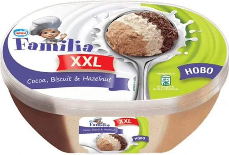 Сладолед Фамилия XXL Какао, бисквити и лешници (970г)