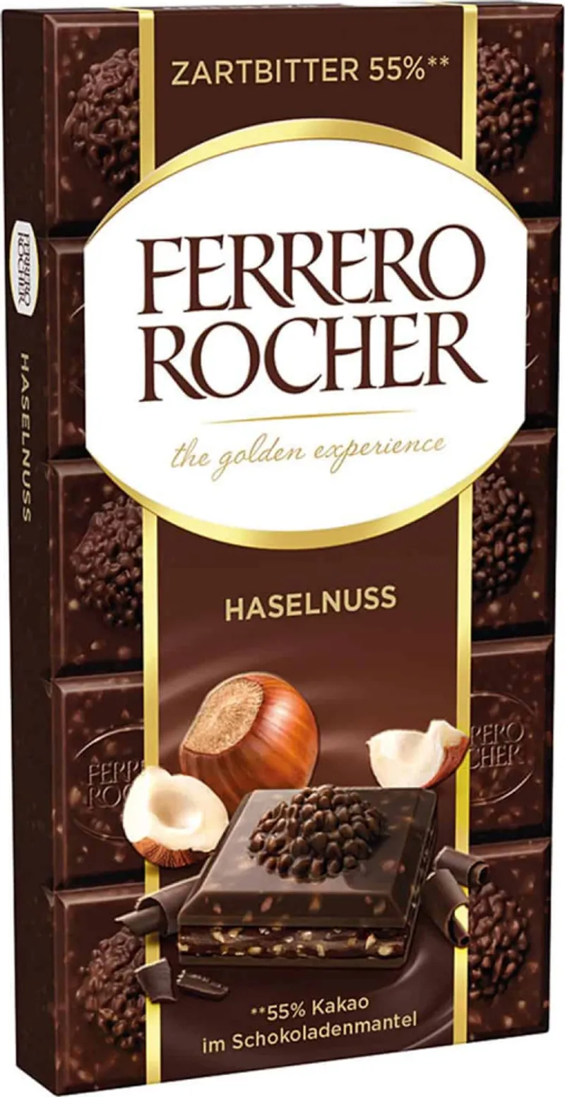 Шоколад Ferrero Rocher Тъмен с Лешник 90Гр-