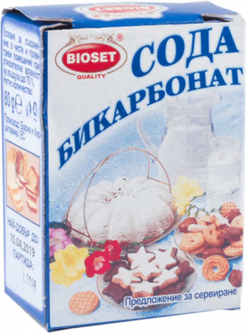 Сода Бикарбонат Биосет 80Гр Кутия-
