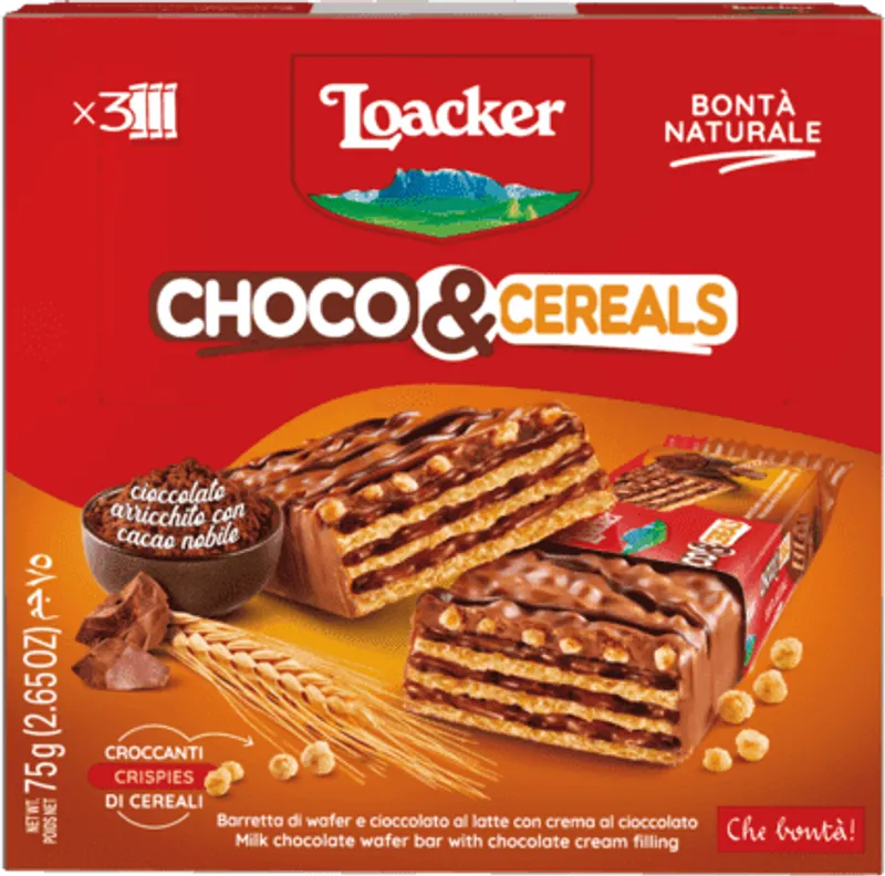 Вафли Loacker Choco&Cereals 100Гр-