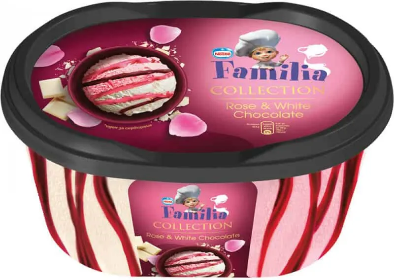 Сладолед Familia Coll Роза и Бял Шоколад 505Гр-
