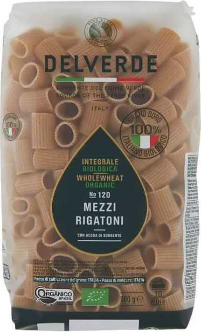 Ригатони Био Delverde Пълнозърнести 500Гр-