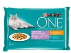 К-т Храна за Котки Purina One Sensitive Паул Пиле и Тон 4х85Г-