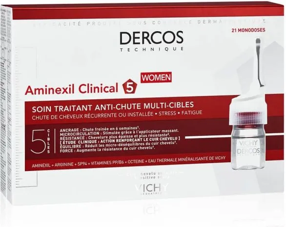 Vichy Dercos Aminexil Clinical 5 Терапевтична грижа против косопад за жени 21 х 6 мл