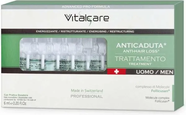 Vitalcare Swiss Реструктурираща и енергизираща терапия при косопад за мъже 10 х 6 мл