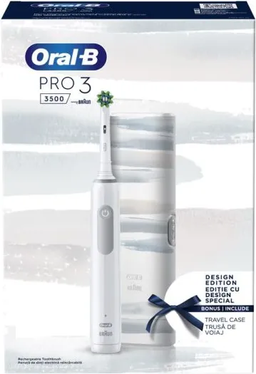 Oral-B Pro 3 3500 Електрическа четка за зъби бяла + Калъф за пътуване бял Комплект