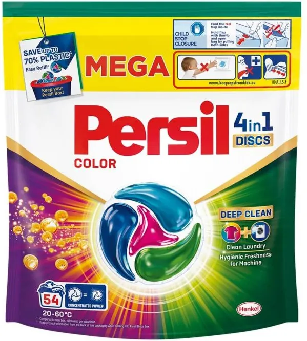 Persil Mega Discs Color Deep Clean Капсули за пране 4 в 1 х 54 бр