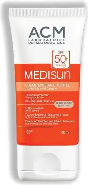 Medisun SPF50+ Минерален крем за чувствителна кожа с цвят 40 мл