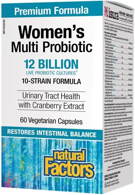 Natural Factors Women's Multi Probiotic Пробиотик за жени с червена боровинка 500 мг х 60 капсули