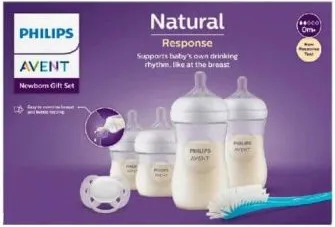 Avent Бутилка Natural Response 0М+ 125 мл 2 бр + Бутилка Natural Response 1М+ 260 мл 2 бр + Avent Ultra Soft Ортодонтична залъгалка 0-6М + четка Комплект