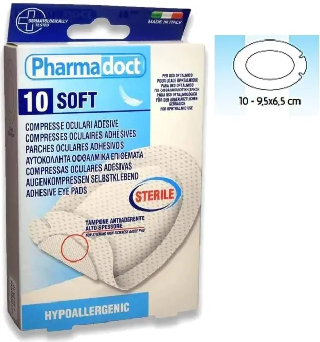 Pharmadoct Стерилна марля компрес за очи 9,5х6,5 см 10 бр