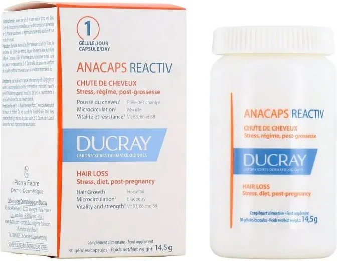 Ducray Anacaps Reactive Хранителна добавка срещу реактивен косопад х 30