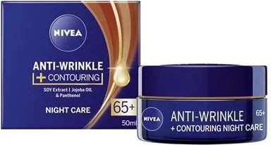 Nivea Anti-Wrinkle Plus Контуриращ нощен крем за лице против бръчки 65+ 50 мл