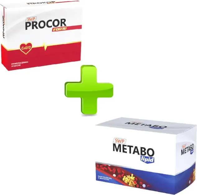 Procor Forte Прокор Форте х 30 капсули Sun Wave Pharma + Метабо Липид за нормални нива на холестерола х 60 капсули Sun Wave Pharma Комплект