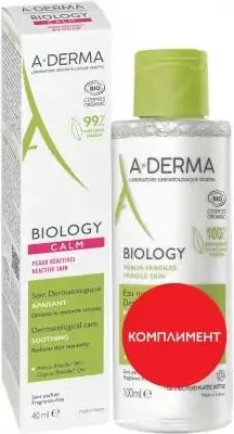 A-Derma Biology Calm Дерматологична успокояваща грижа 40 мл + Подарък: A-Derma Biology Дерматологична мицеларна вода 100 мл Комплект