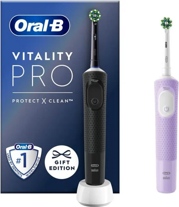 Oral-B Vitality Pro103 Електрическа четка за зъби черна + Електрическа четка за зъби лилава Комплект