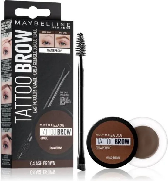 Maybelline Tattoo Brow Водоустойчива помада за вежди 04 Ash Brown