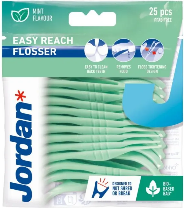 Jordan Easy Reach Flosser Конец и клечка за зъби х 25 бр