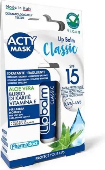 Pharmadoct Acty Mask Classic Балсам за устни SPF15 Алое вера 5.7 ml