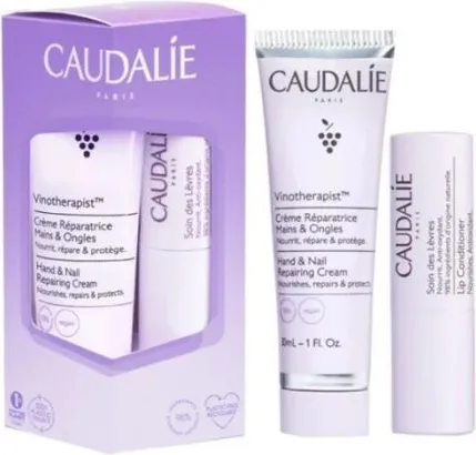 Caudalie Vinotherapist Крем за ръце и нокти 30 мл + Caudalie Балсам за устни 4.5 гр Комплект