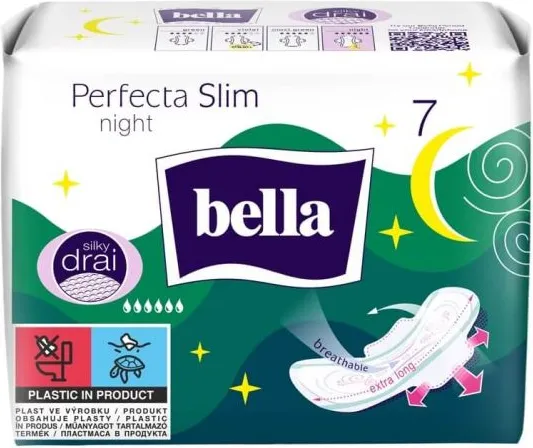 Bella Perfecta Slim Night Ултра тънки нощни превръзки коприна с крилца х 7 бр