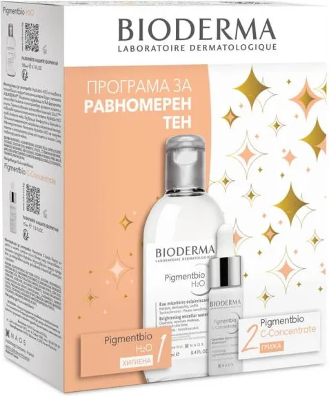 Bioderma Pigmentbio Изсветляващ серум за лице против пигментации 15 мл + Bioderma Pigmentbio Мицеларна вода 250 мл Комплект