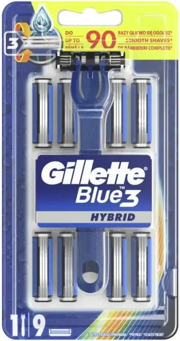 Gillette Blue 3 Hybrid Самобръсначка за мъже + резервни ножчета 1+9 бр
