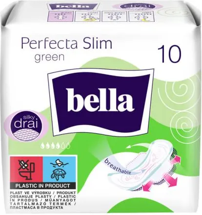 Bella Perfecta Slim Green Ултра тънки дамски превръзки с крилца х 10 бр