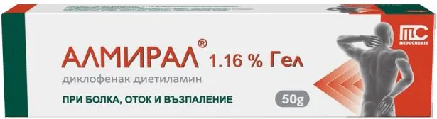 Алмирал 1,16% Гел При болка, оток и възпаление 50 гр Medochemie