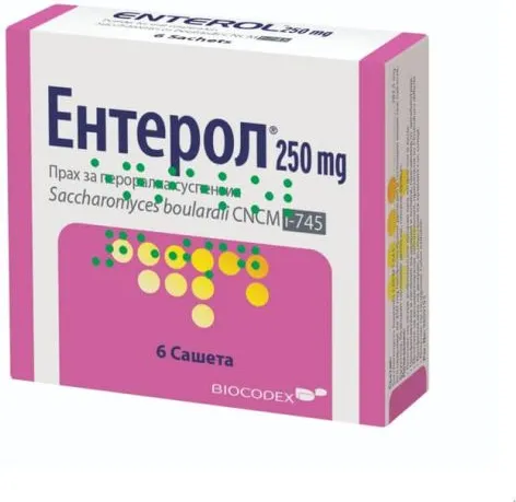 Ентерол при остра инфекциозна диария 250 мг x 6 сашета Biocodex