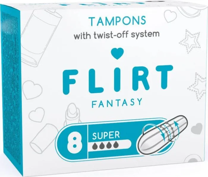 Flirt Fantasy Tampons Super Twist Off Дамски Тампони Супер 4 капки 8 бр