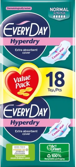 Everyday Hyperdry Normal Ultra Plus Дамски превръзки х 18 бр