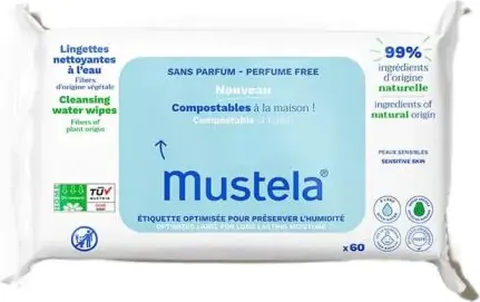 Mustela Мокри кърпи с 99% вода без парфюм х 60 броя