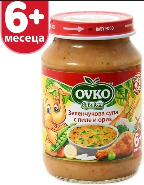 Bebelan Ovko Зеленчукова супа с пиле и ориз 6М+ 190 гр